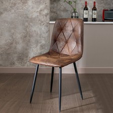 6X Dining Chairs Set Faux Suede Leather Padded Seat Metal Legs Kitchen Office