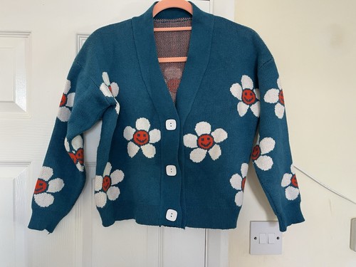 Retro teal smiley - retro, face