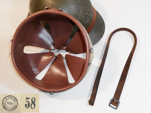 Brown leather inner headdress - brown,