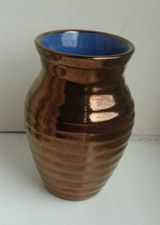 VINTAGE ART POTTERY METALLIC COPPER LUSTRE GLAZE 4” VASE CREIGIAU CARDIFF WALES