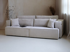 Serena Electric Sofa Bed 4 Seater Sofa Beige Luxury Fabric | USB | Cup Holders