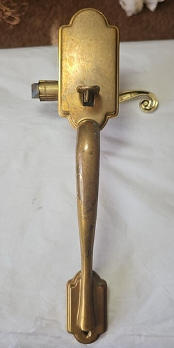 Vintage brass door handle - brass, /