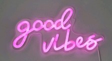 Chi-Buy Good Vibes LED Neon Sign USB Powered Neon Signs Night Light 3D Wall Art