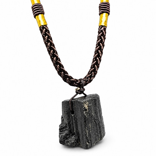 Raw black tourmaline necklace - tourmaline,
