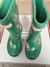 Hunter Wellies Kids Boys Wellington Boots Green Woods Animal Size 9