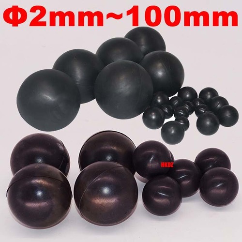 Black round solid rubber ball - rubber,
