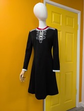 Vintage 1970s Black/Red/White Dress - Approx Size 10