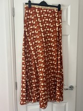 Zara Terracotta/ Cream Linen Blend Maxi Skirt Size M
