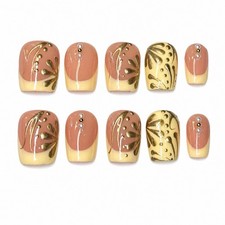 Yellow Press On Nails, Short