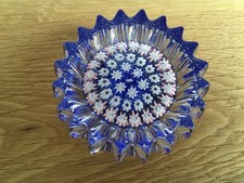 Vintage Scottish John Deacons STK Millefiori & Latticino Cane Glass Paperweight