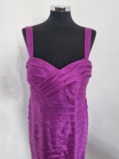 Veni Infantino purple shift dress size 14 sweetheart bandage pleated midi length