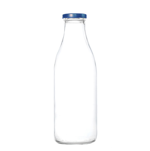 Glass milk bottle - milk, lid