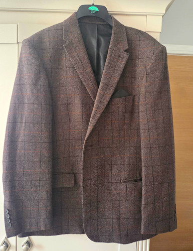 Men tweed blazer brown - tweed,