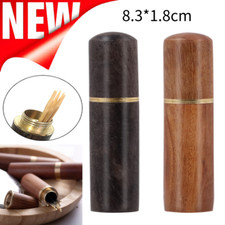 Wooden Mini Cylinder Sewing Needles Storage Box Case Toothpick Box Dispenser NEW