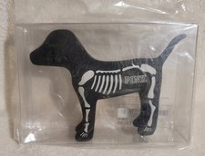 Victoria's Secret PINK Skeleton Dog Figurine Black Halloween In Plastic Box 2016