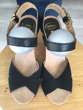 Dr Scholl Phiale Black Leather & Suede High Heeled Sandals - Size EU 37 / UK 4