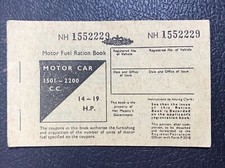 Vintage Motor Car Fuel Ration Book 1501-2200 CC  unused