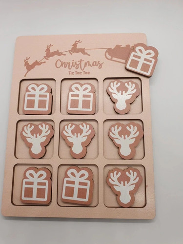 Christmas wooden tic tac toe - wooden, tic-tac-toe