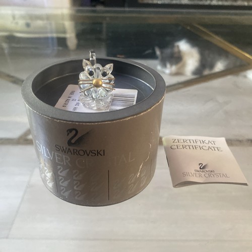Swarovski silver crystal - silver, cat