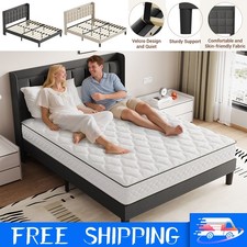 Modern Bed Frame Linen Upholstered Headboard 3FT 4FT 4FT6 DOUBLE 5FT 6FT KING