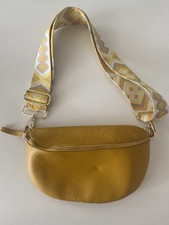 Italian Leather Mustard Yellow Ochre Shoulder Cross Body Bag Extra strap 