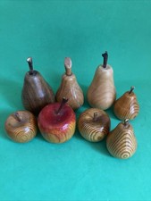 Hand Made Wooden Fruit Apple Pear Wood Home Decor Ornament x 8 Pieces