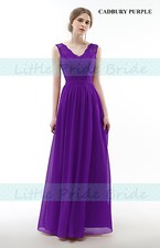 A-Line V-Neck Lacy Floor-length Chiffon Bridesmaid Dress With 6-22 (JS52)