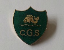 C.G.S.Fishing. Green & Gold Enamel pin Badge.Fishing