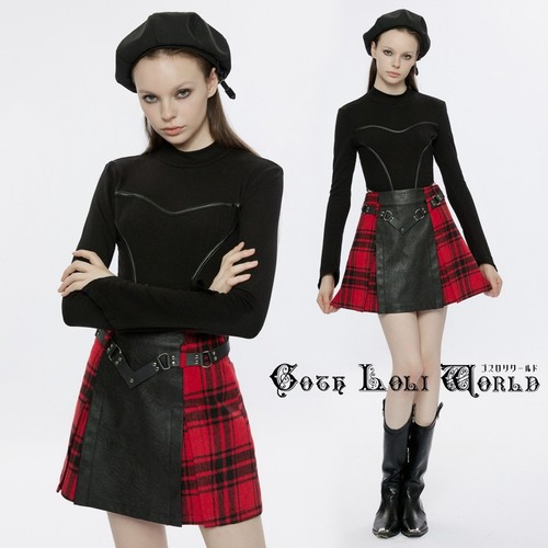 Punk rave plaid splicing - punk,