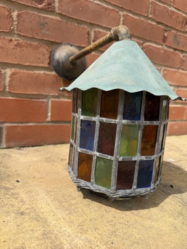 Leaded stained glass lantern - stained,