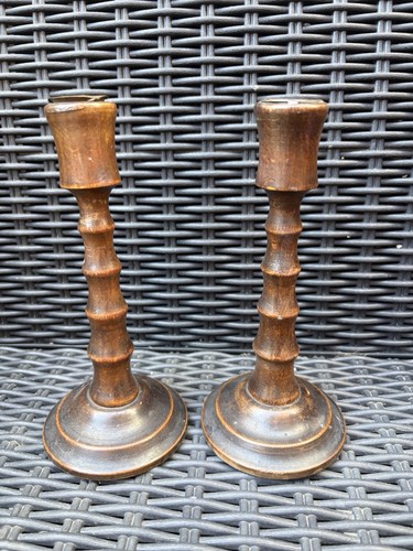 Pair vintage hand turned - hand,