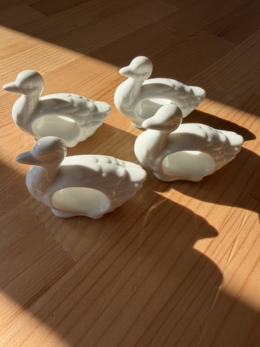 Vintage white porcelain duck - vintage,
