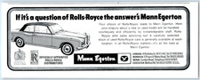 Mann Egerton Rolls Royce Cars Vintage Advert 1973