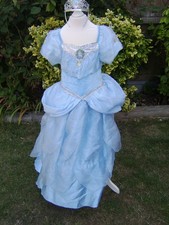 DISNEY CINDERELLA PRINCESS DRESS HOOPED SKIRT BLUE SPARKLY TIARA AGE 7 - 8 YEARS
