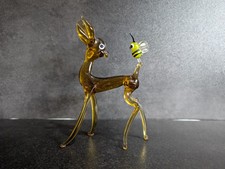 Amber Glass Deer Fawn With Bee