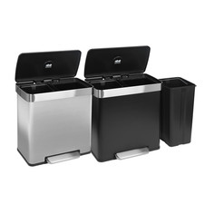 60L Double Kitchen Pedal Bin Soft Close Stainless Steel Recycling Bin (2 x 30L)