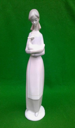 Lladro nao girl holding duck - girl,