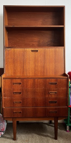 Vintage mcm teak bureau - teak, desk