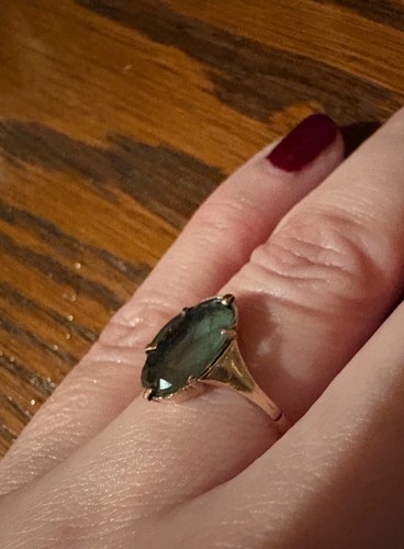 Antique 9ct gold emerald - , ring