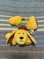 Jelly Kitten Yellow Dog Baby Soft Toy Comforter Plastic Rings J1029 8” Rattle