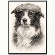 Border Collie Flat Cap Wall