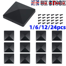 1-24X Fence Post Cap Black ABS Plastic Pyramid Caps 4''x4'' w/ Nails Protect Fen