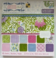DCWV - Bouquet De Fleur Stack - Half Glitter- 48 Sheets 12” X 12” - Acid Free