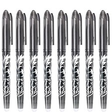 8x Black Erasable Pens Rub Out