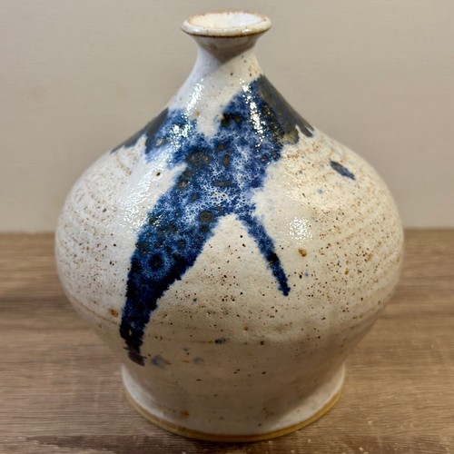 Vintage raku pottery blue - raku,