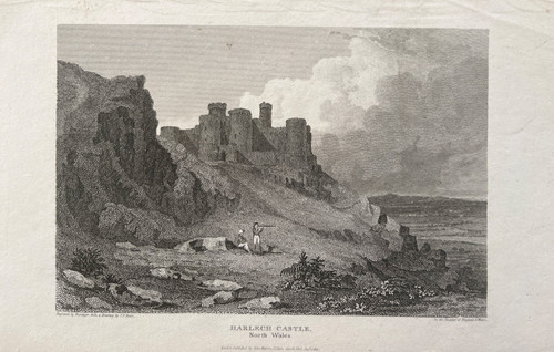 1813 antique print - antique, harlech