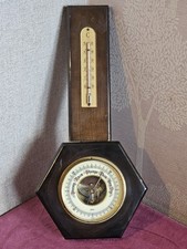 Vintage / Antique Gischard Barometer Thermometer - Wood Mounted - Hanging Decor