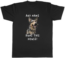 Personalised German Shepherd Runs This House Dog Mens T-Shirt Tee Gift Top