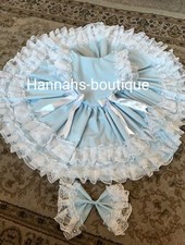 12/18m puffball frilly easter romany Spanish blue Baby girls dress party photo