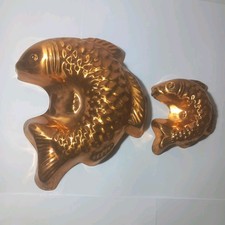 Vintage Tagus Portugal Copper Fish Moulds Set – Large & Small Wall Decor